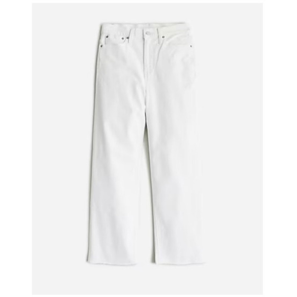 J Crew Slim Wide Leg Cut Hem White Denim Jeans US Women's 32 Plus - Picture 1 of 7